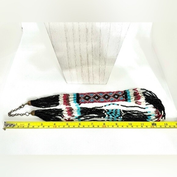 Southwestern Geometric‎ Pattern Seed Beaded Multi Strand Necklace - Picture 8 of 8